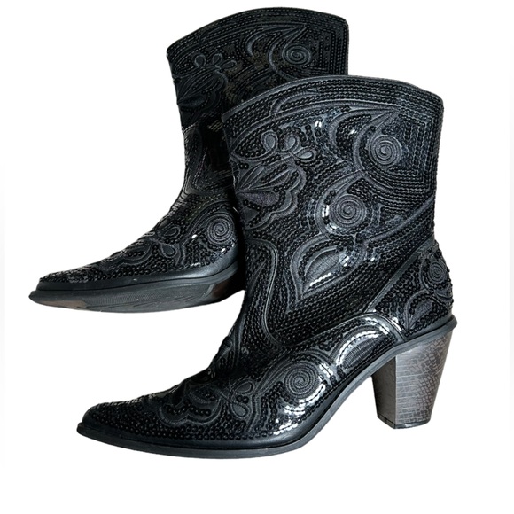 Helens Heart Short Bling & Embroidered boots Size 10 - Picture 4 of 11